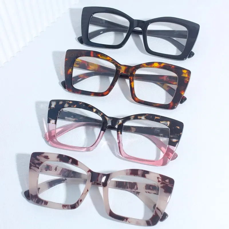 Large-frame anti-blue light spring-loaded high-definition reading glasses